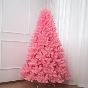 Pointed-Tip Pink Dense PVC Christmas <b>Tree</b>, Full Sizes Available, Floor-Standing Ornament for Home, Living Room & Mall Decoration - Product Image 2