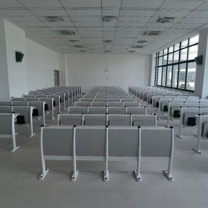 Vente directe d'usine de chaises pliantes modernes avec pieds en fer et assise en bois, chaises d'auditorium, chaises de salle de classe universitaire. - Product Image 3