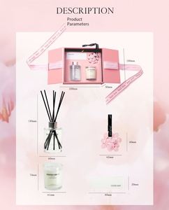 Coffret Cadeau Luxe Parfum Sakura Rose – 6 Senteurs – Bougies en Cire Végétale et Diffuseurs à Bâtonnets pour Souvenirs d'Entreprise - Product Image 6
