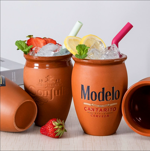 Taza Cantarito Mexicana, Hecha a Mano en Terracota, para Cócteles, Cerámica Rústica Roja, Tazas Cantaritos de Barro Personalizadas - Product Image 2