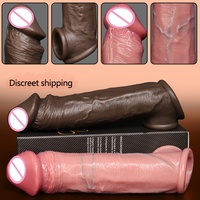 Dildos en silicone liquide réaliste pour adultes, avec prépuce mobile et fonction de pulvérisation d'eau, modèle LM-D809