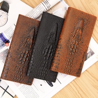 Dompet Pria MenBense Model Panjang Motif Kulit Buaya Multi-Fungsi Kapasitas Besar Trendy Dompet Lipat PU Langsung dari Pabrik