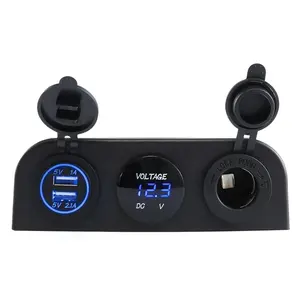 Hot Sale Best Selling Best Selling Dual USB 12V Waterproof Motorcycle Two Port Charger Power Socket Digital Mini Voltmeter