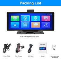 Caméras d'enregistrement de conduite avec écran tactile Full HD 4K 10,26 pouces, Carplay et Android Auto, DVR pour camion, double objectif, dashcam