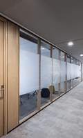 Cloison de séparation en verre pour bureau commercial, double paroi à persiennes creuses intégrées, en alliage d'aluminium et verre trempé, insonorisée