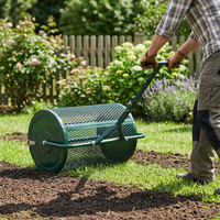 Rouleau de pelouse en maille métallique de haute qualité, épandeur de tourbe, de compost et de mousse, écran de 24 pouces pour le nivellement, la plantation et le semis dans les jardins et les cours