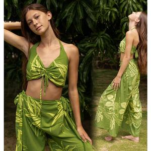 Ensemble pantalon et haut de style hawaïen sur mesure OEM - Pantalon sarong tropical avec haut assorti - Robe hawaïenne - Product Image 2