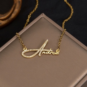 Wholesale Gold Plated Personalized Simple <b>Name</b> Pendant Necklace Cubic Zircon Diamond Necklace - Product Image 4