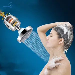 Conjunto de cabeça de chuveiro filtro, luxuoso, 15 estágios, substituição única, chuveiro, filtro de água, cartucho