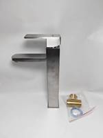 Robinet de lavabo à col haut en acier inoxydable brossé SUS304, sans plomb, mitigeur de salle de bain monotrou pour eau chaude et froide