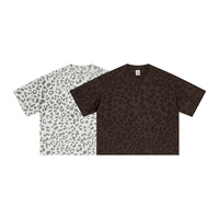 Kaos Pria Katun Motif Leopard Kerah Bulat Lengan Jatuh - Cepat Kering Bernapas Menyerap Keringat Ukuran Besar Kasual