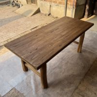 Table de salle à manger carrée en bois massif d'orme ancien, style moderne, pour bureau, bar, mobilier de salle à manger, démontage requis