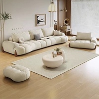 Zayshine Französisches Retro Luxus Cremeweiß Samt Wohnzimmer Sofa-Set Modulares 3-Sitzer Designer Gebogenes Sofa für Villa und Apartment
