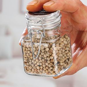 Venta al por mayor de frascos de vidrio sellados de 50ml, 100ml, 200ml, 280ml con etiquetas personalizadas y cierre de hebilla para granos, dulces, miel, mermelada, especias y alimentos. - Product Image 4