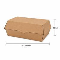 Boîte à hamburger rectangulaire extra longue en kraft, 181x96mm, avec couvercle à clapet, conteneur à hamburger en carton ondulé fin de 58mm, vente en gros