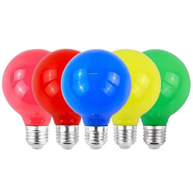 Bombilla led de plástico para iluminación de vacaciones, Bombilla de color de alta calidad, 1w, 5W, 7W, 9W, E27, G45, A60, gran oferta