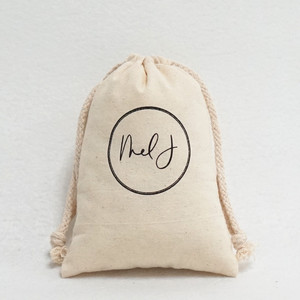 Sac à cordon en coton de couleur beige, sacs cadeaux personnalisés en coton - Product Image 6