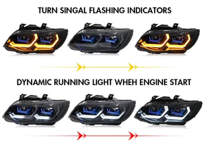 Conjunto de Faros LED E92 E93 Mejorados para <span class=keywords><strong>BMW</strong></span> Serie 3 2007-2013 Coupé <span class=keywords><strong>Convertible</strong></span>, Azul <span class=keywords><strong>Blanco</strong></span> DRL, Lente Ahumada con Ojos de Ángel - Product Image 3