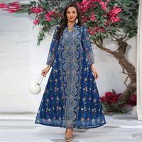 Jalabiya à motifs multicolores brodés, robe islamique pour femmes adultes, robe ample élégante et modeste, vente chaude 2025