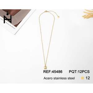 Collier en acier inoxydable, chaîne dorée, pendentif, ensemble de bijoux fins pour femmes, 12 pièces, Acero 45486 - Product Image 1