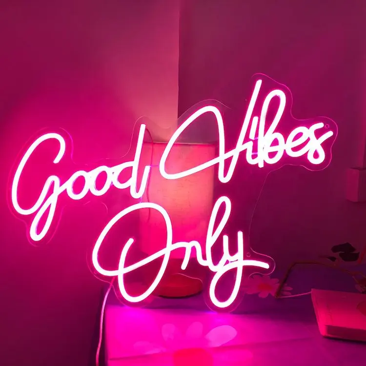 Clothes Store Good Vibes Only Letters Custom LED Neon Sign For Decor