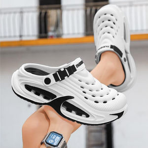 Sandal Pria Musim Panas untuk Luar Ruangan Anti-Selip Tertutup di Bagian Jari Kaki Model Pantai Clogs Fashion Desain Platform Sederhana Sandal Bersol Tebal Bahan Atas PU <span class=keywords><strong>EVA</strong></span> - Product Image 6