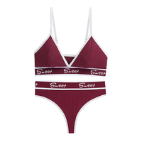 Ensemble soutien-gorge et culotte sans couture Hot Girl, taille mi-haute, en coton, avec bretelles larges et motif lettres, style camisole et string, Lingerie Bh