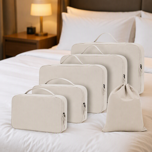 <span class=keywords><strong>ECOHUB</strong></span> Juego de 6 Cubos de Embalaje Ligeros y Transpirables de Poliéster Reciclado con Etiqueta de Identificación y Cierre de Cremallera - Patentado (Beige) - Product Image 4