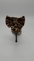 Chaussures à talons hauts pour femmes à bout ouvert, à lacets, antidérapantes, respirantes, avec nœud en soie, imprimé léopard, printemps, été, hiver