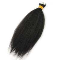 Rambut Asli India Virgin Remy Tape in Extensions Kinky Straight Skin Weft Alami Bebas Kusut Ujung Sehat