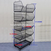 Présentoir de poubelles de supermarché au détail, panier métallique