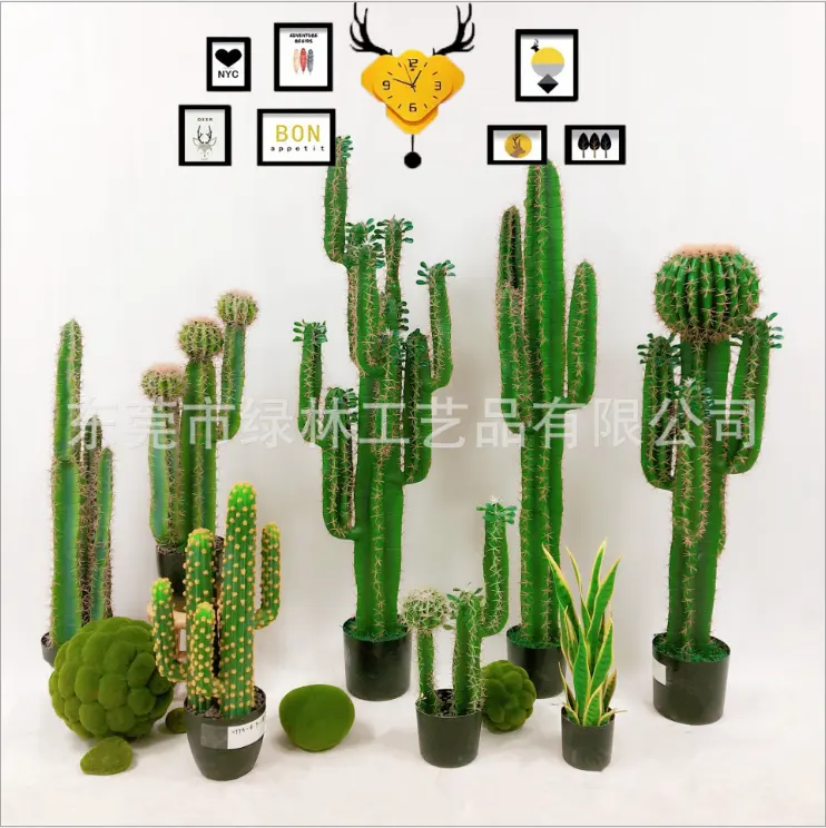 Decorativa interior de plástico verde maceta Artificial Cactus árbol y falsos Mini plantas artificiales Cactus plantas para venta de decoración
