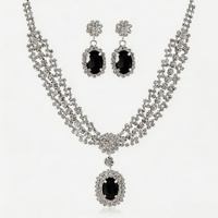 Ensemble de bijoux collier et boucles d'oreilles en strass brillant, style vintage, multicolores, élégant, pour femmes, bijoux de fête