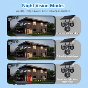 Three Lens Solar IP <b>Camera</b> 4G SIM Outdoor 8K 15MP Three Screen Wifi PTZ Solar Panel Color Night Vision Home Surveillance Cameras - Product Image 2