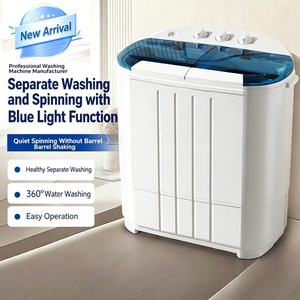 Silent Operation <b>Mini</b> Twin Portable Semi-automatic Plastic Smart Washing Machine for Household Use Double-barrel Spin-drying - Product Image 4
