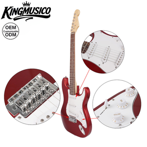 Chitarra Elettrica <span class=keywords><strong>Classica</strong></span> Stile ST in Legno Massello Rosso Metallizzato con Pickup SSS, Strumento Elettrico Rock per Principianti, Vendita all'Ingrosso - Product Image 5