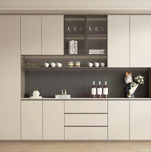 Aparador de Pared Moderno de Lujo con Madera Integrada, Puertas de Vidrio, Estante para Vinos con Iluminación LED, Almacenamiento para Comedor, Sala de Estar o Entrada - Product Image 5