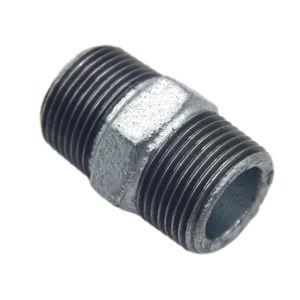 아연 도금 이중 젖꼭지 아연 도금 가단성 주철 파이프 피팅 육각 젖꼭지 - Product Image 4