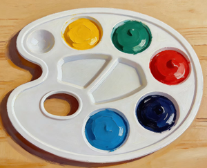 Palette de peinture à 8 trous, design portable avec un pinceau à pointe pointue et un pinceau à pointe plate, peintures acryliques, <span class=keywords><strong>gouache</strong></span> et aquarelle - Product Image 2