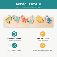 Juguete Montessori de Madera, Rompecabezas de Dinosaurios con Certificación EN71 y CE, Juego de Aprendizaje de Reconocimiento Montessori para Niños