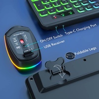 Clavier et souris sans fil rétroéclairés JOMAA, rechargeables, lettres RVB, clavier ergonomique pleine taille, angle d'inclinaison, souris