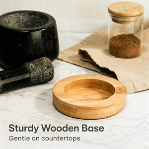 <span class=keywords><strong>Mortero</strong></span> y pilón de granito <span class=keywords><strong>con</strong></span> base de bambú para hierbas y especias, utensilio de cocina <span class=keywords><strong>con</strong></span> agarre de piedra. - Product Image 4