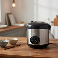 Cuisinière à riz multifonction portable en acier inoxydable de 1,8 L pour usage domestique et hôtelier, personnalisable, électrique de luxe