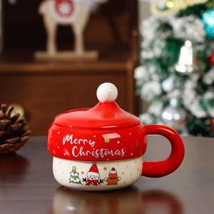 430ml lindo dibujo animado Santa Claus cerámica Navidad grueso vacaciones recuerdo taza con tapa y cuchara para agua fría y caliente - Product Image 3