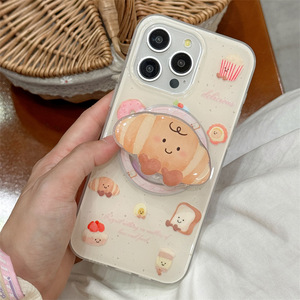 Funda Magnética Rígida para Teléfono con Diseño de Croissant de Dibujos Animados, Funda Protectora a Prueba de Golpes para iPhone 13 14 15 16 Pro Max para Mujer - Product Image 1