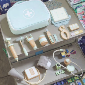 Bambini educativo finto gioco Set simulato <span class=keywords><strong>borsa</strong></span> medica con luci in materiale legno regalo per il bambino per la casa gioco di ruolo come medico - Product Image 6