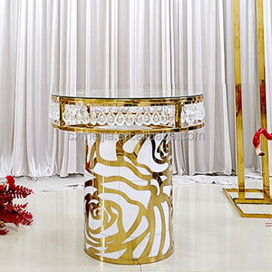 Wedding <strong>Decoration</strong> Gold Crystal Round Cake Dessert <strong>Table</strong> Display Stand Stainless Steel <strong>Table</strong> Wedding Events Party <strong>Decor</strong> <strong>Table</strong> - Product Image 2