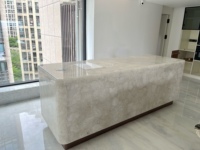 Pierre translucide naturelle personnalisée Agate en cristal blanc Quartz clair rétro-éclairé Comptoir de bar pour la maison Design