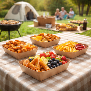 Vassoio in Carta Kraft Biodegradabile per Alimenti, Personalizzabile, per Snack, Hot Dog, Patatine Fritte, Asporto, Picnic, Ecologico - Product Image 2