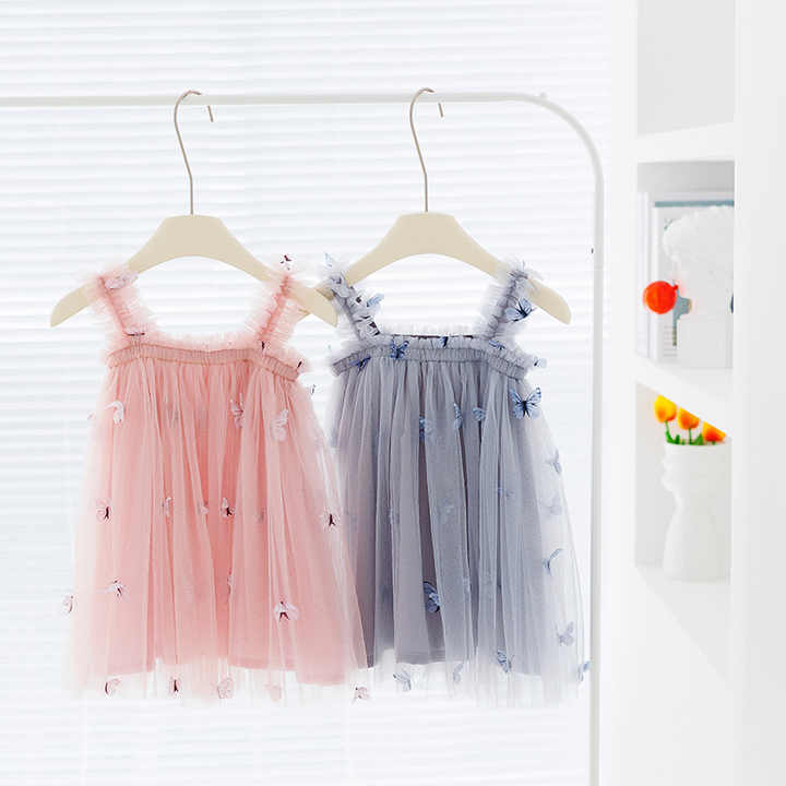 Little Girl Ruffle Dress - Butterfly Tutu Dress for Summer